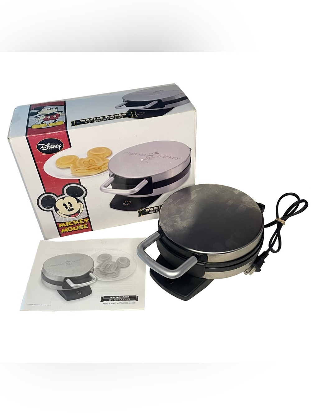 Disney DCM-1 Mickey Mouse Novelty Waffle Maker Brushed Stainless Steel Non-Stick